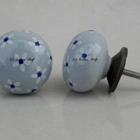 Grey Blue Flower Knob (1)